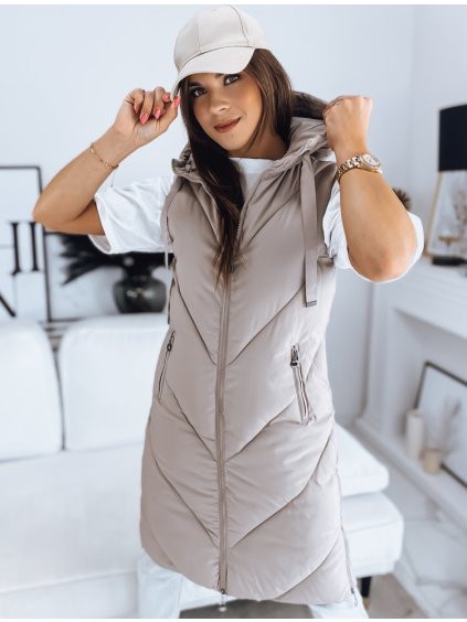 Béžová prešívaná vesta ZIPIS