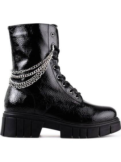 Čierne členkové topánky s retiazkami