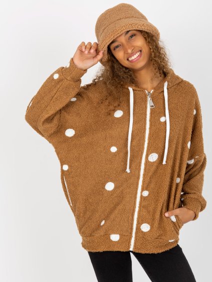 Svetlohnedá teplá mikina s bodkami