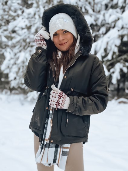 KHAKI KRÁTKA PARKA S KOŽUŠINOU TURTI