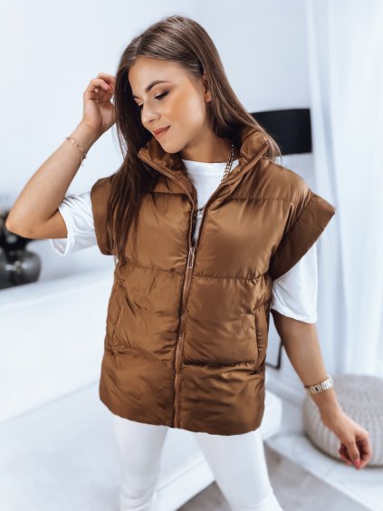 Hnedá krátka prešívaná vesta NIMIA