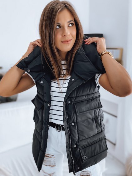 Čierna krátka oversize vesta OMALIS