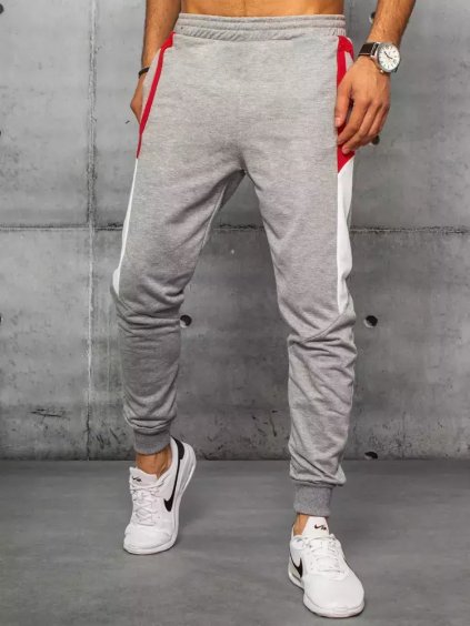 Svetlo šedé pánske tepláky s pruhmi