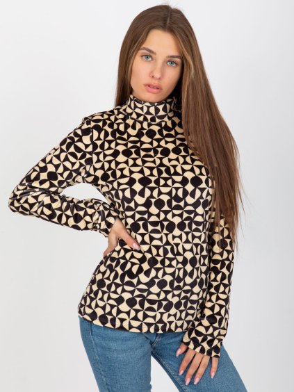 Béžovo-čierny vzorovaný velúrový rolák