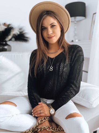 Čierny háčkovaný svetrík DARTIS