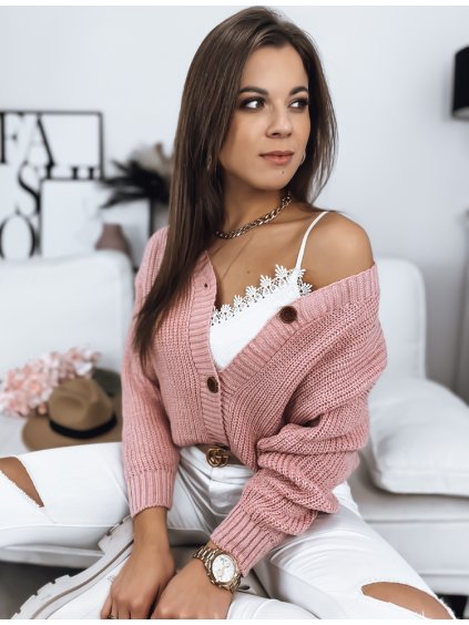 Ružový sveter MINSTRAL na gombíky