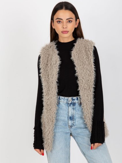 Sivá kožúšková vesta