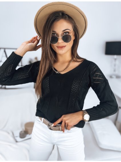 Čierny pletený sveter DARIA