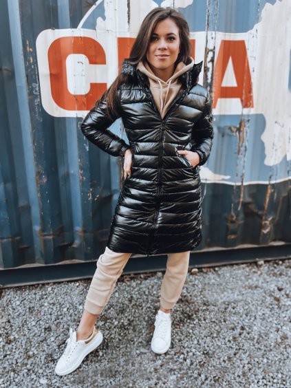 Čierna dámska zimná prešívaná bunda LESSI s vreckom na rukáve