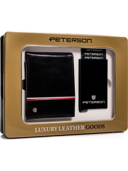 Peterson Súprava koženej peňaženky a hliníkového puzdra na karty I015