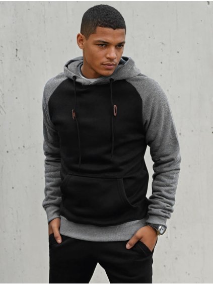 Čierno-sivá mikina s kapucňou