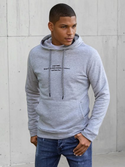 Svetlosivá pánska mikina s nápisom