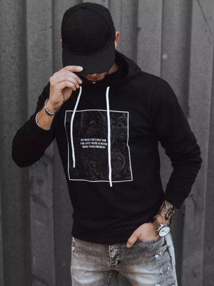Čierna pánska mikina s potlačou