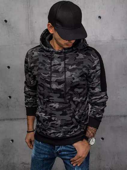 Čierna maskáčová mikina s kapucňou