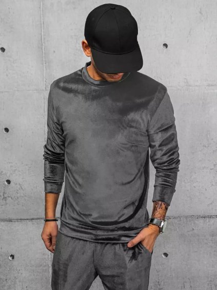 Sivá velúrová basic mikina