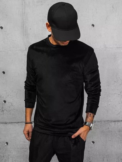 Čierna velúrová basic mikina