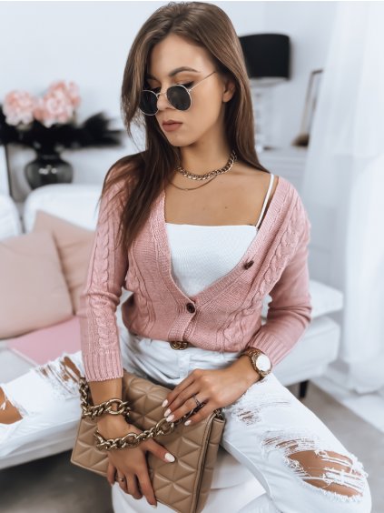 Svetloružový kratší svetrík MELANIA