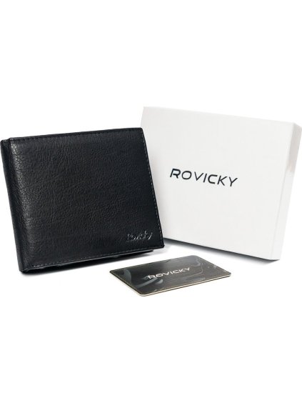 Rovicky Čierna kožená peňaženka s vreckom na zips L091