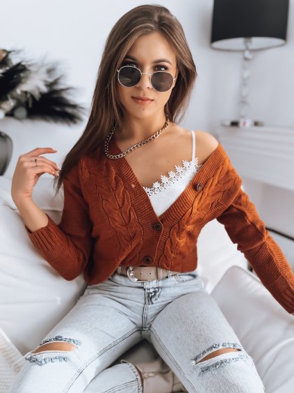 Hnedý pletený sveter s gombíkmi NISTEL