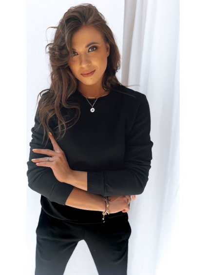 Čierna mikina bez kapucne FASHION II