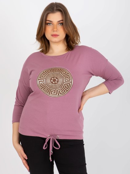 Ružové tričko s guľatou lesklou aplikáciou