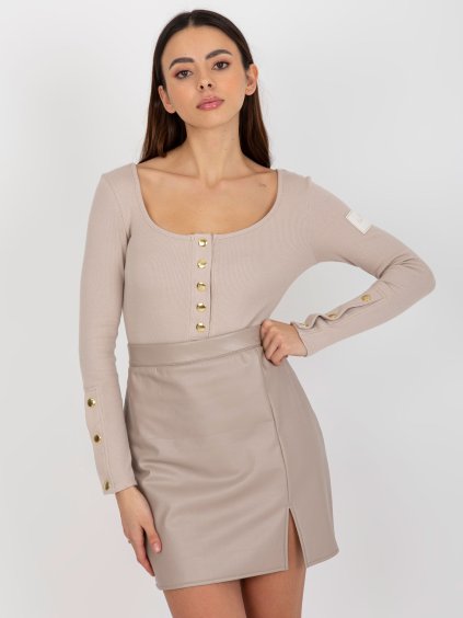 Béžové dámske tričko s gombíkmi