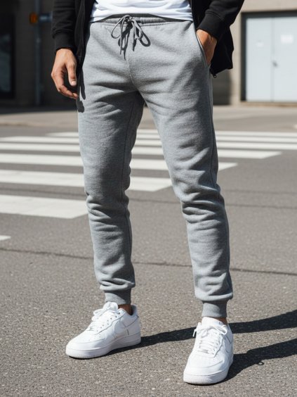 Sivé pánske basic tepláky (Veľkosť M)