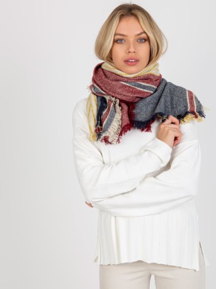 Tmavomodro-červený dámsky šál