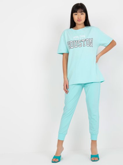 Mintové voľné tričko s nápisom