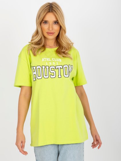 Limetkové voľné tričko s nápisom