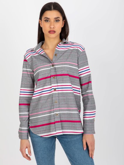 Bielo-ružová dámska košeľa s pruhmi