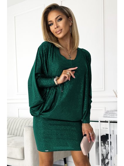 Tmavozelené šaty s trblietkami HELENA