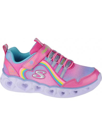 RUŽOVÉ DIEVČENSKÉ SVIETIACE TENISKY SKECHERS HEART LIGHTS-RAINBOW LUX