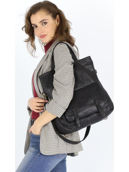 MARCO MAZZINI Čierna kabelka / batoh z kože