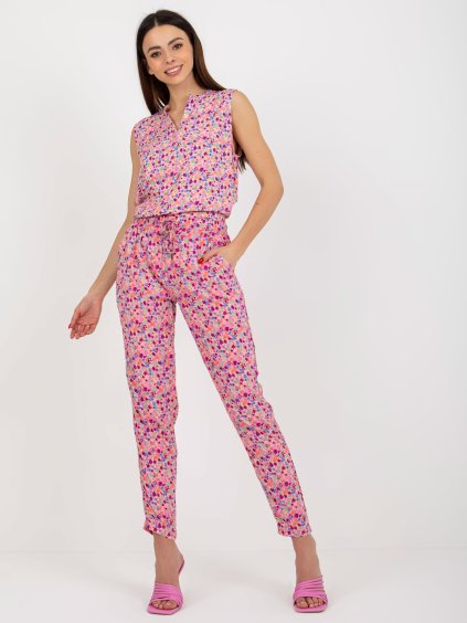 Ružové letné vzorované nohavice
