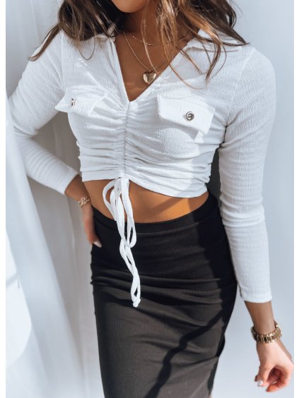 Biely crop top so stiahnutím RITAL