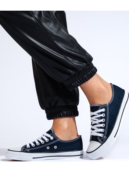 Modré dámske plátené tenisky