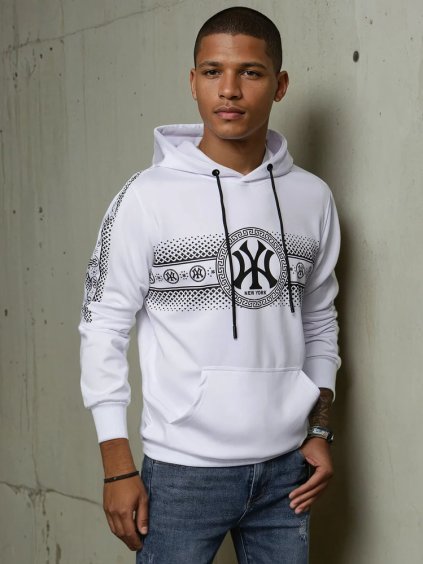 Biela pánska mikina s potlačou