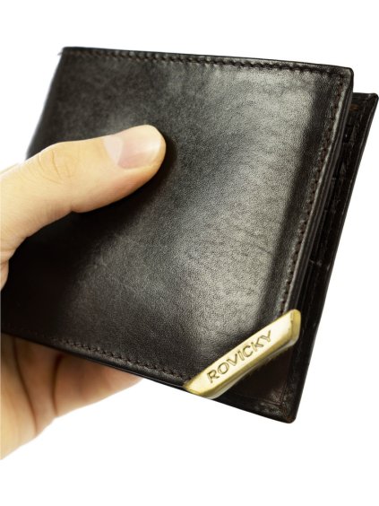 Rovicky Hnedá peňaženka so zlatým akcentom L122