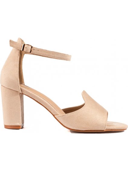 Dámske béžové sandále na stĺpiku W. Potocki