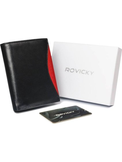 Rovicky Čierna peňaženka s červenou vsadkou L137