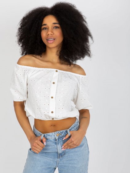 SMOTANOVÝ BAVLNENÝ BLÚZKOVÝ CROP TOP