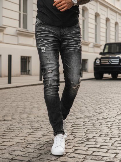 Čierne pánske džínsové nohavice