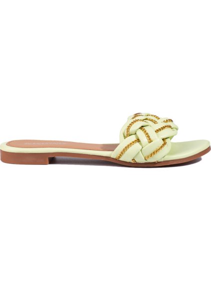 Limetkové dámske nazuváky s ozdobnou retiazkou