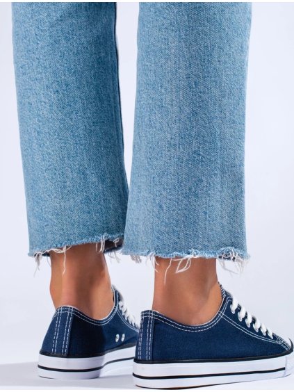 Tmavomodré plátené TENISKY