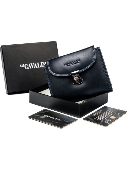 Cavaldi tmavo modrá dámska kožená peňaženka M008
