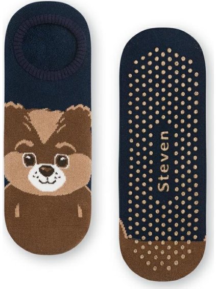 Tmavomodré dámske protišmykové ponožky - medvedík Art.132