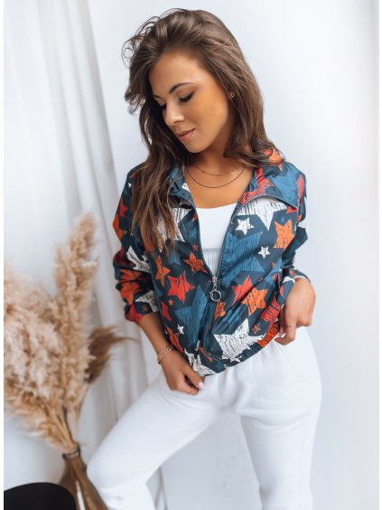 Tmavomodrá crop vetrovka s hviezdami ALESSA