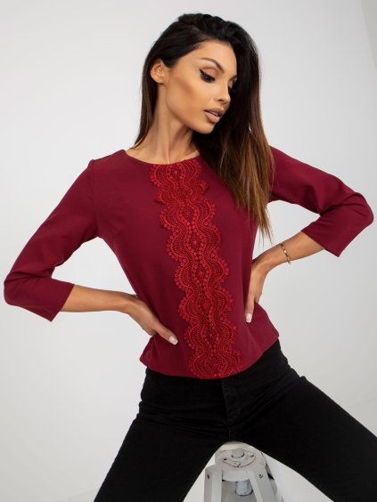 Bordová elegantná blúzka s čipkou