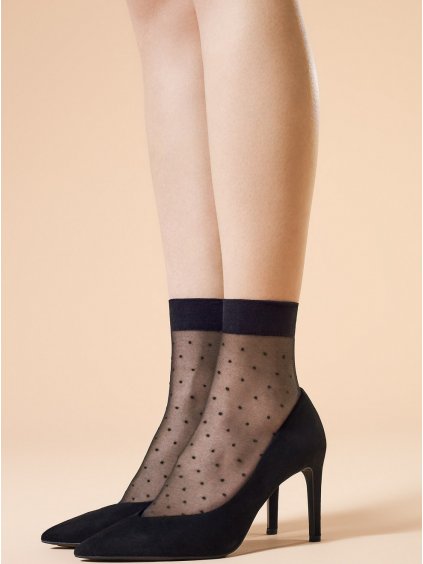 Čierne silonkové ponožky s bodkami Fiore G 1008 Trinity 20 deň